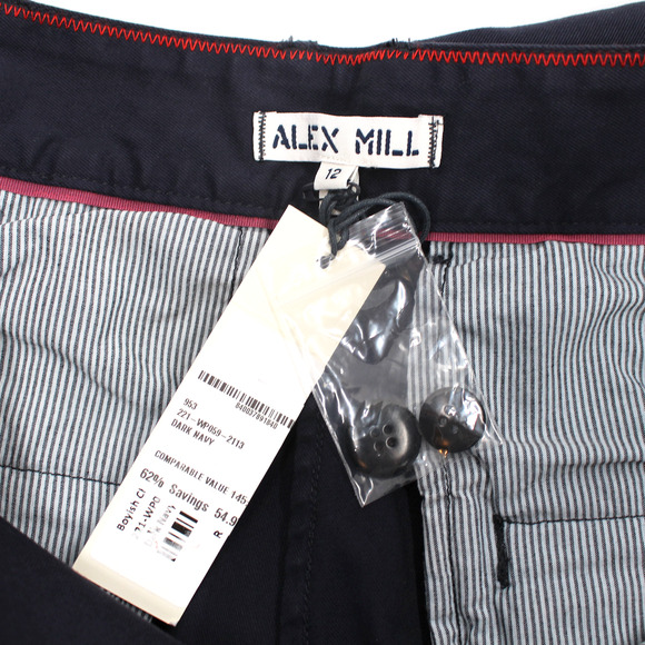 Alex Mill Boyish Chino Pants NEW Navy Blue High Rise Cotton Relaxed Size 12 - Picture 7 of 8